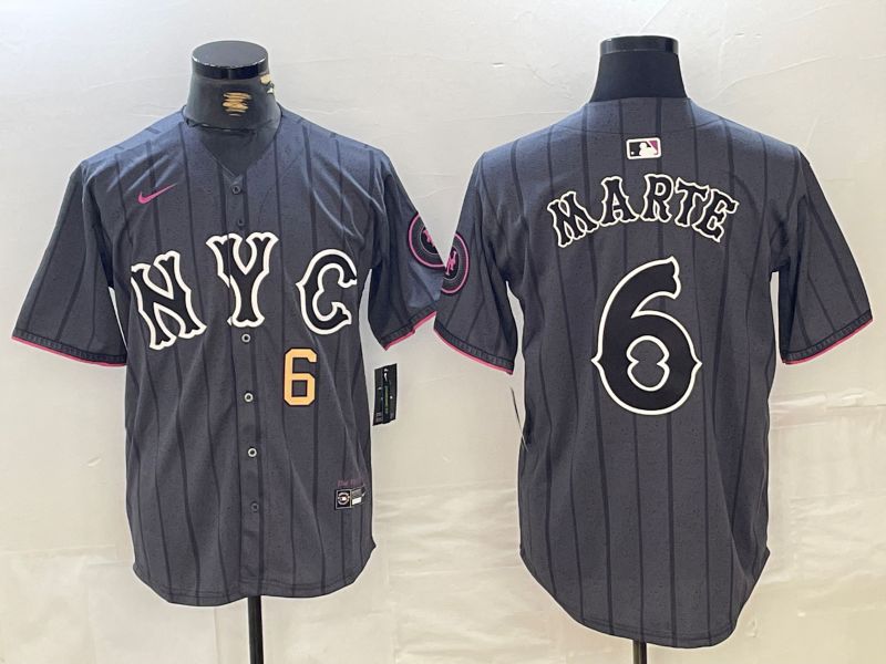 Men New York Mets #6 Marte Black City Edition 2024 Nike MLB Jersey style 2->new york mets->MLB Jersey